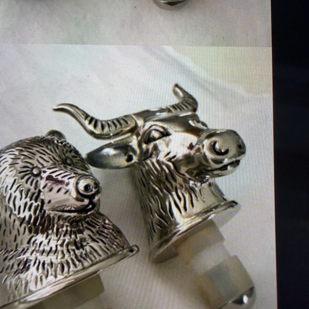 Towle Silver Bull & Bear Bottle Head Stoppers